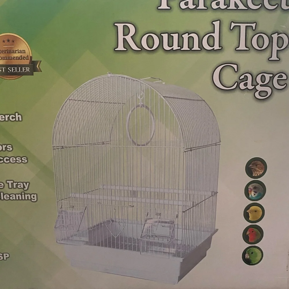 Parakeet Round Top Cage - White
